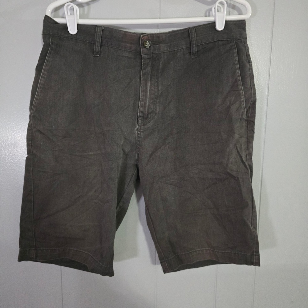 Volcom Chino‎ Shorts Mens 32 Gray Stone Logo Skate Surf Casual Walk Shorts